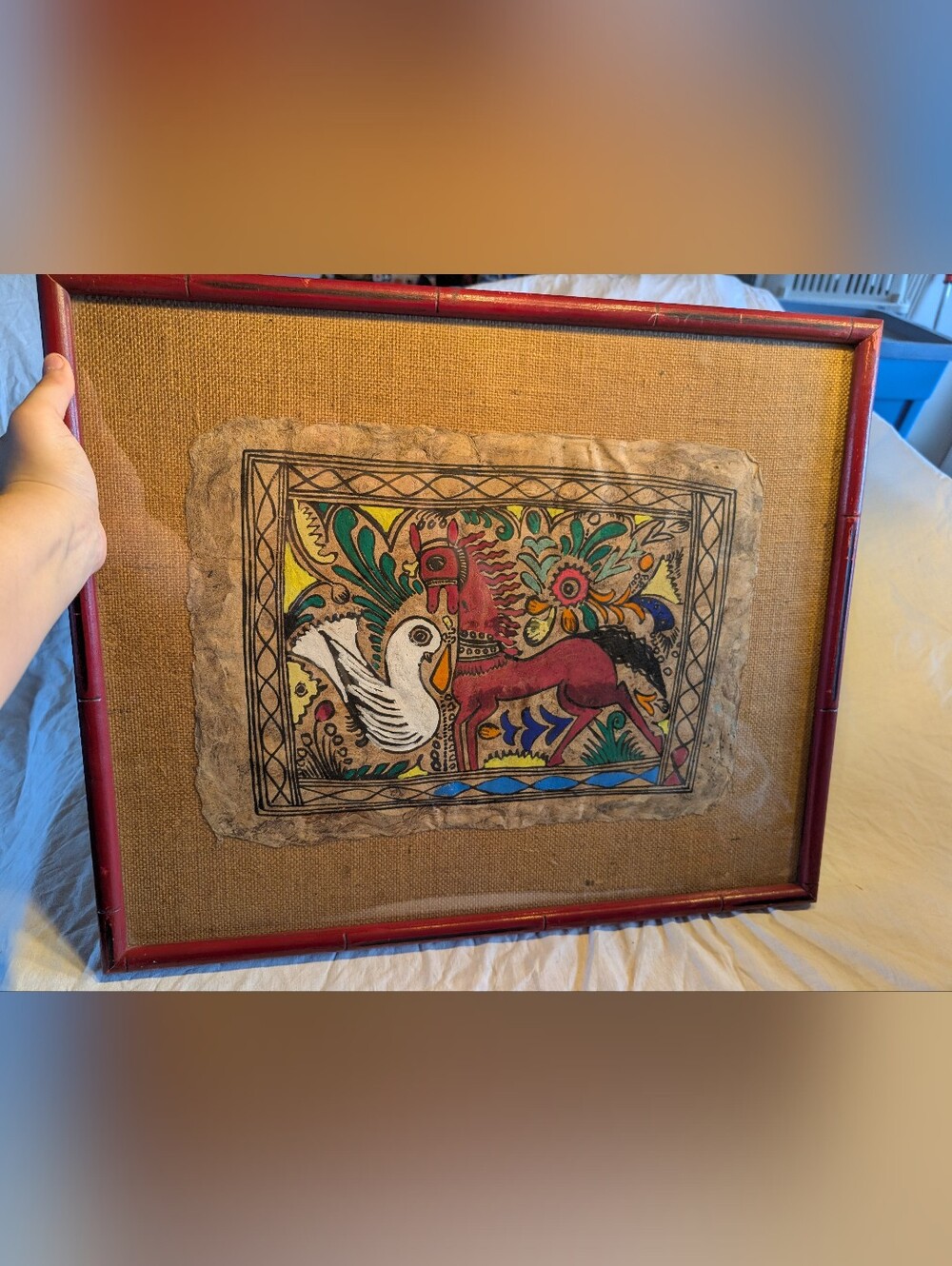 2/100$ Hand-Painted Folk Art Wall Decor in Red, White, Green, Blue